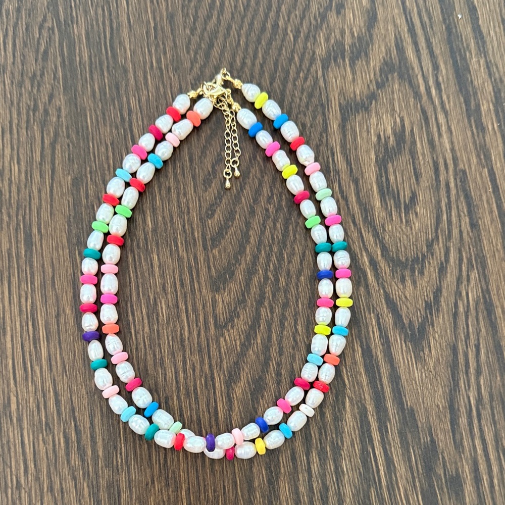 Colorful pair of Beaded Necklaces - Vibrant Mixed Colors